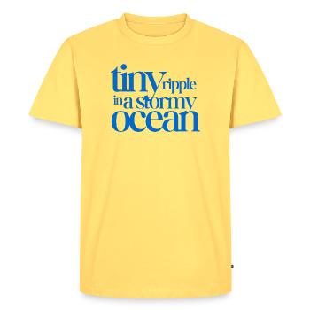 Tiny ripple in a stormy ocean - Men's Premium Organic T-Shirt - sky yellow - Front - AI Model Male 185 dark (185cm)