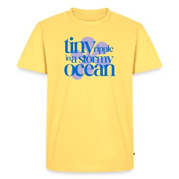 Tiny ripple in a stormy ocean (lavender) - Men's Premium Organic T-Shirt - sky yellow - Front - AI Model Male 185 dark (185cm)