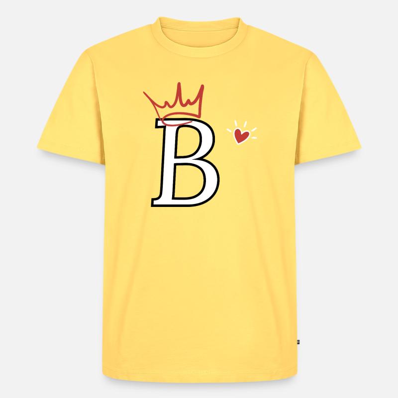 Buchstabe B Kronenherz - Männer Premium Bio T-Shirt - Pastellgelb