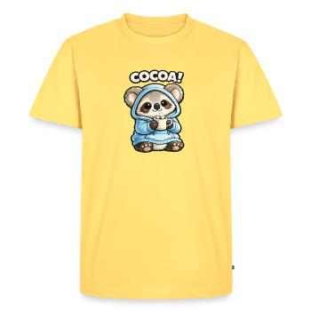 Sweat à capuche Cocoa Panda - T-shirt Premium bio Homme - jaune pastel - Devant - AI Model Male 185 dark (185cm)