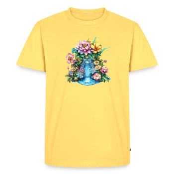 Flower Waterfall Kaleidoscope - Men's Premium Organic T-Shirt - sky yellow - Front - AI Model Male 185 dark (185cm)