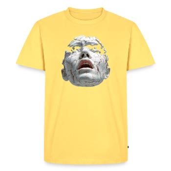 Masque en porcelaine brisée - T-shirt Premium bio Homme - jaune pastel - Devant - AI Model Male 185 dark (185cm)