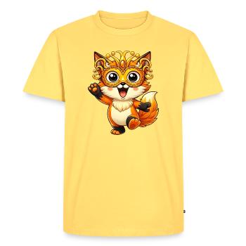 Carnival Fox Disguise Carnival Dancing Joy - Men's Premium Organic T-Shirt - sky yellow - Front - AI Model Male 185 dark (185cm)