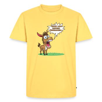Don't Fidget Long Fidget Donkey Cartoon - Men's Premium Organic T-Shirt - sky yellow - Front - AI Model Male 185 dark (185cm)