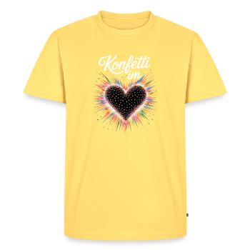 Confettis dans le cœur Costume Carnaval Féminin - T-shirt Premium bio Homme - jaune pastel - Devant - AI Model Male 185 dark (185cm)