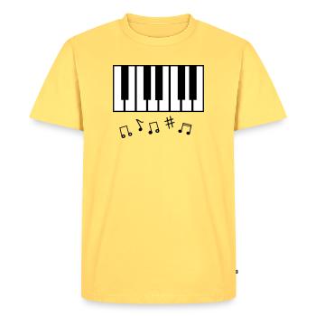 Klaviertasten_und_Notenzeichen - T-shirt Premium bio Homme - jaune pastel - Devant - AI Model Male 185 dark (185cm)