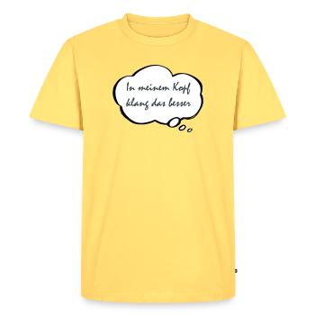 Ça sonnait mieux dans ma tête - T-shirt Premium bio Homme - jaune pastel - Devant - AI Model Male 185 dark (185cm)