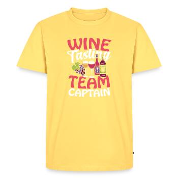 Capitaine de l’équipe de dégustation de vin - T-shirt Premium bio Homme - jaune pastel - Devant - AI Model Male 185 dark (185cm)