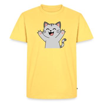 Pattes de chat heureuses Santé (griffes pointues) - T-shirt Premium bio Homme - jaune pastel - Devant - AI Model Male 185 dark (185cm)