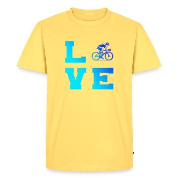 Motif emblématique du vélo de route - T-shirt Premium bio Homme - jaune pastel - Devant - AI Model Male 185 dark (185cm)