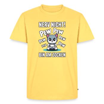 Courage Not I Gaming Cat Design - T-shirt Premium bio Homme - jaune pastel - Devant - AI Model Male 185 dark (185cm)