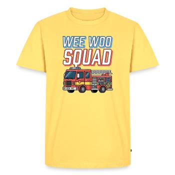 Wee Woo Squad Fire Truck - Men's Premium Organic T-Shirt - sky yellow - Front - AI Model Male 185 dark (185cm)