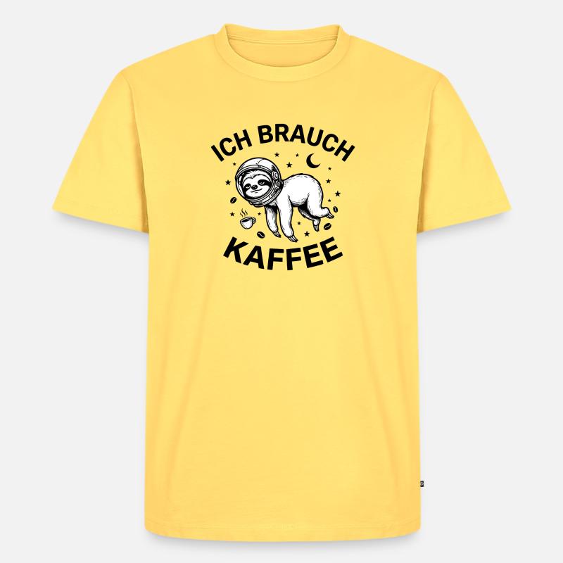Ich brauch Kaffee - Männer Premium Bio T-Shirt - Pastellgelb