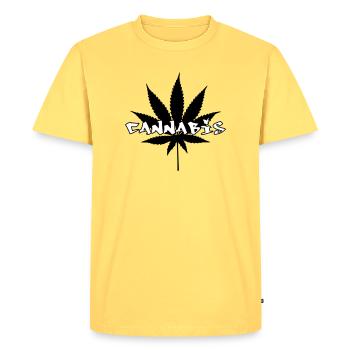 Cannabis - Weed - Legalize - T-shirt Premium bio Homme - jaune pastel - Devant - AI Model Male 185 dark (185cm)