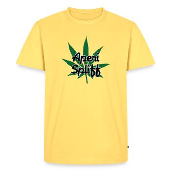 Aperi Spliff - Cannabis - Weed - T-shirt Premium bio Homme - jaune pastel - Devant - AI Model Male 185 dark (185cm)