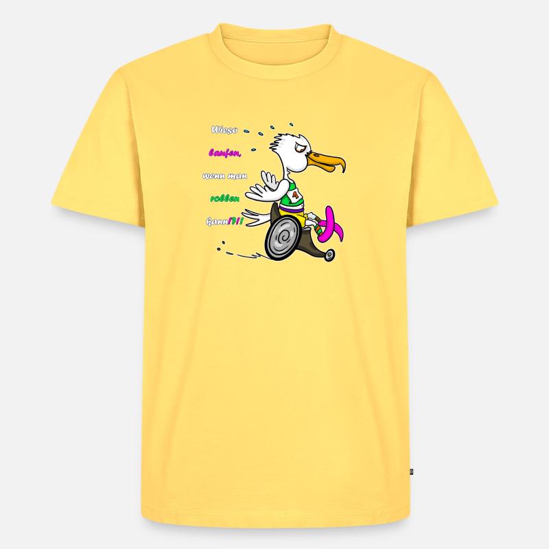 Marathon Möwe – Rennrolli Edition - Männer Premium Bio T-Shirt - Pastellgelb