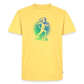 Compact running design for racing - Men's Premium Organic T-Shirt - sky yellow - Front - AI Model Male 185 dark (185cm)