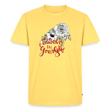 Croyez en vous - T-shirt Premium bio Homme - jaune pastel - Devant - AI Model Male 185 dark (185cm)