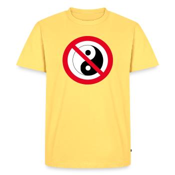 Forbidden Yin Yang: anti-balance symbol - Men's Premium Organic T-Shirt - sky yellow - Front - AI Model Male 185 dark (185cm)