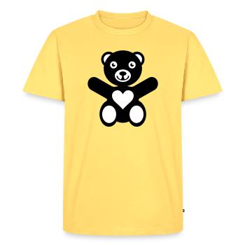 ours cœur love - T-shirt Premium bio Homme - jaune pastel - Devant - AI Model Male 185 dark (185cm)