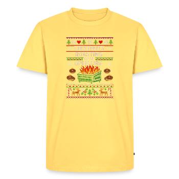 Rôtir des châtaignes sur une poubelle à feu ouvert - T-shirt Premium bio Homme - jaune pastel - Devant - AI Model Male 185 dark (185cm)