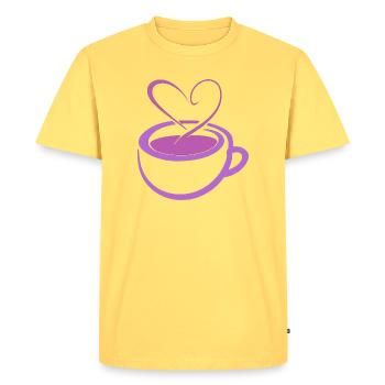 Tasse à café Purple Heart - T-shirt Premium bio Homme - jaune pastel - Devant - AI Model Male 185 dark (185cm)