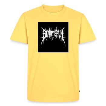 BeautyPain Jagged Black Metal Logo - Men's Premium Organic T-Shirt - sky yellow - Front - AI Model Male 185 dark (185cm)