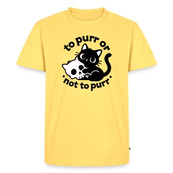 Ronronner ou ne pas ronronner | Diction du chat noir - T-shirt Premium bio Homme - jaune pastel - Devant - AI Model Male 185 dark (185cm)
