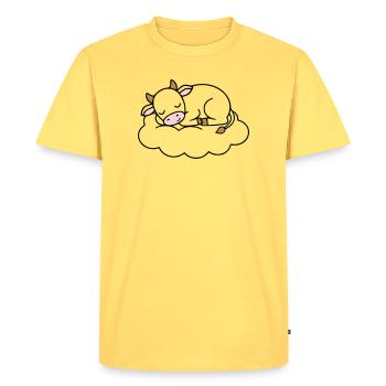 Nuage de Vache endormi Bébé de rêve - T-shirt Premium bio Homme - jaune pastel - Devant - AI Model Male 185 dark (185cm)