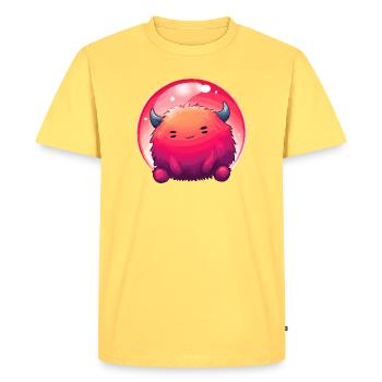 Dégradé du visage de monstre duveteux - T-shirt Premium bio Homme - jaune pastel - Devant - AI Model Male 185 dark (185cm)
