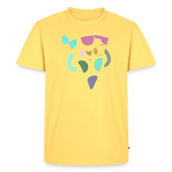 Pastel Abstract Pizza Mosaic - Men's Premium Organic T-Shirt - sky yellow - Front - AI Model Male 185 dark (185cm)