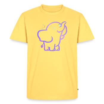 Cheerful purple outline elephant - Men's Premium Organic T-Shirt - sky yellow - Front - AI Model Male 185 dark (185cm)