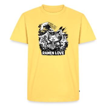 Ramen Love - T-shirt Premium bio Homme - jaune pastel - Devant - AI Model Male 185 dark (185cm)