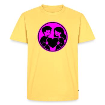 Relation de couple - T-shirt Premium bio Homme - jaune pastel - Devant - AI Model Male 185 dark (185cm)
