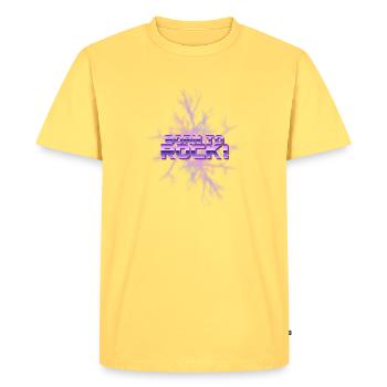 Né pour faire vibrer la glace néon - T-shirt Premium bio Homme - jaune pastel - Devant - AI Model Male 185 dark (185cm)