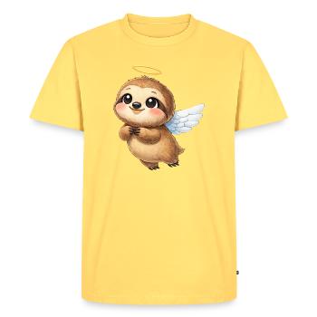 Mignonne Ange Paresseux Ailes de dessin animé Amicales - T-shirt Premium bio Homme - jaune pastel - Devant - AI Model Male 185 dark (185cm)