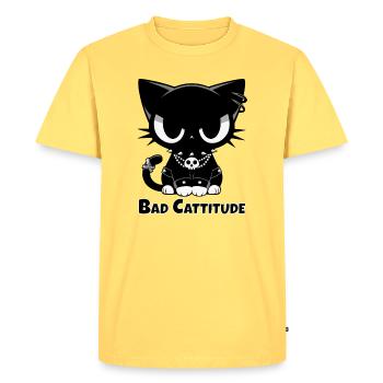 Bad Cattitude Chat gothique avec attitude - T-shirt Premium bio Homme - jaune pastel - Devant - AI Model Male 185 dark (185cm)
