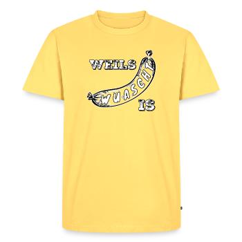 Weils Wuascht est - T-shirt Premium bio Homme - jaune pastel - Devant - AI Model Male 185 dark (185cm)