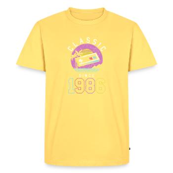 Retro Gaming Beach 1986 - Men's Premium Organic T-Shirt - sky yellow - Front - AI Model Male 185 dark (185cm)