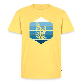 Windsurfing style for every occasion - Men's Premium Organic T-Shirt - sky yellow - Front - AI Model Male 185 dark (185cm)