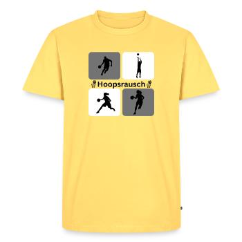 Dynamique des silhouettes de basketball - T-shirt Premium bio Homme - jaune pastel - Devant - AI Model Male 185 dark (185cm)