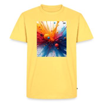 Abstract Color Explosion - Men's Premium Organic T-Shirt - sky yellow - Front - AI Model Male 185 dark (185cm)