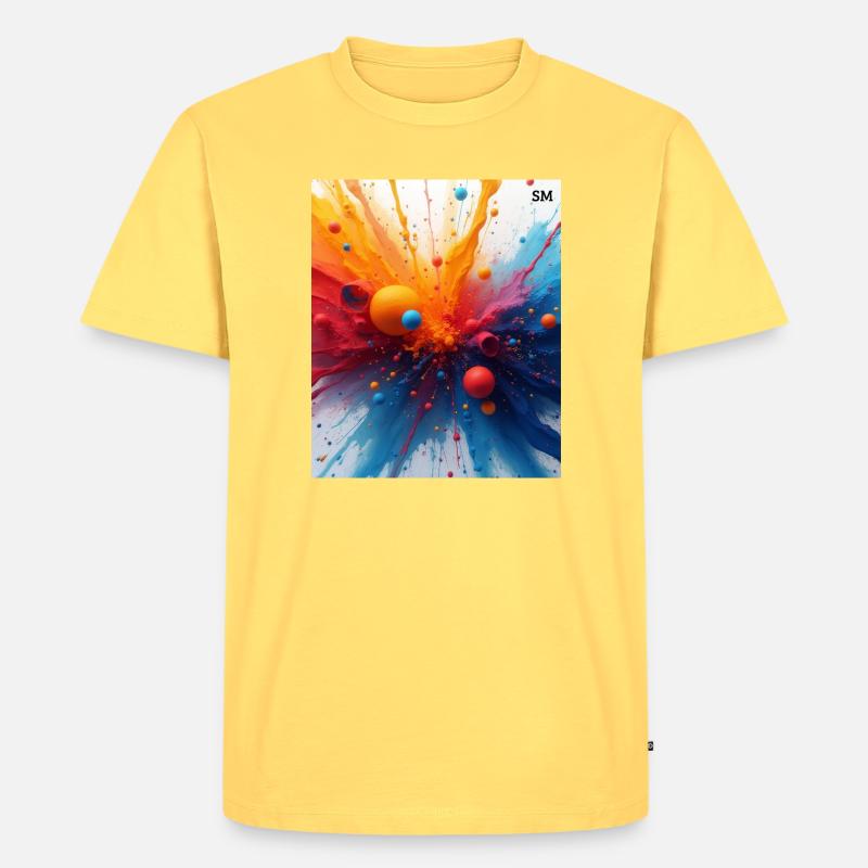 Abstrakte Farbexplosion - Männer Premium Bio T-Shirt - Pastellgelb
