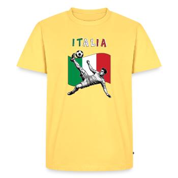 Football Italy Calcio Flag Overhead kick - Men's Premium Organic T-Shirt - sky yellow - Front - AI Model Male 185 dark (185cm)