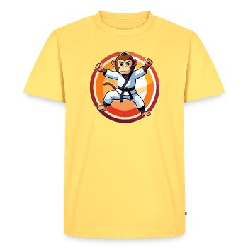 Monkey in Karate Suit Karate Training Kids Motif - Men's Premium Organic T-Shirt - sky yellow - Front - AI Model Male 185 dark (185cm)