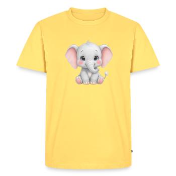 Dessin animé câlin bébé éléphant - T-shirt Premium bio Homme - jaune pastel - Devant - AI Model Male 185 dark (185cm)