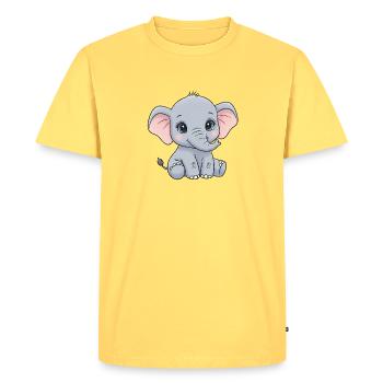 Dessin animé câlin bébé éléphant - T-shirt Premium bio Homme - jaune pastel - Devant - AI Model Male 185 dark (185cm)