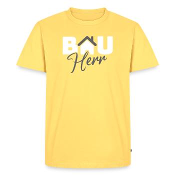 Emblème de l’icône BauHaus - T-shirt Premium bio Homme - jaune pastel - Devant - AI Model Male 185 dark (185cm)