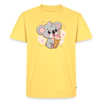 Iced Koala Kawaii Summer - Men's Premium Organic T-Shirt - sky yellow - Front - AI Model Male 185 dark (185cm)