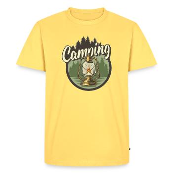 Lanterne de camping dans la forêt - T-shirt Premium bio Homme - jaune pastel - Devant - AI Model Male 185 dark (185cm)
